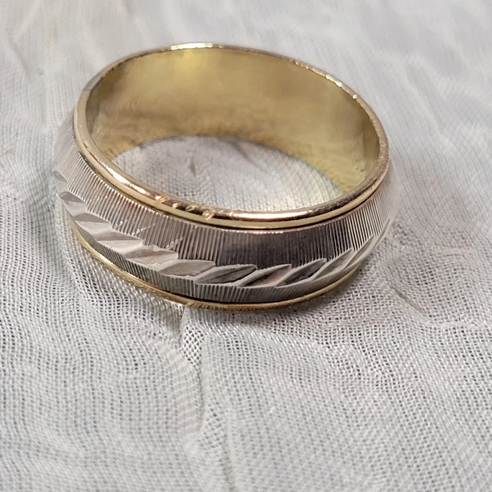 Vintage 10K Gold Filled Sterling Silver Two Tone Band Ring Size 9
